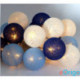 IRIS Gömb alakú 6cm/színes fonott/3m/kék-v.kék-fehér/20db LED-es/USB-s fénydekoráció (104-27)