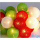 IRIS Gömb alakú 6cm/színes fonott/4,5m/piros-fehér-zöld/30db LED-es/USB-s fénydekoráció (104-48)