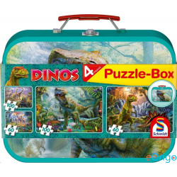 Schmidt Dinoszauruszok 2x60, 2x100 db Puzzle Box - Fém kofferben (56495, 17823-184)