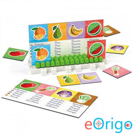 Quercetti Montessori Zöldségek és gyümölcsök idegen nyelvű oktató játék 3db-os játékszett