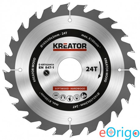 Kreator KRT020410 körfűrészlap 165mm 24T