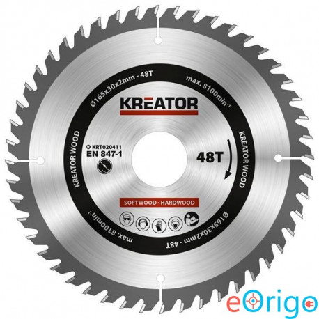 Kreator KRT020411 körfűrészlap 165mm 48T