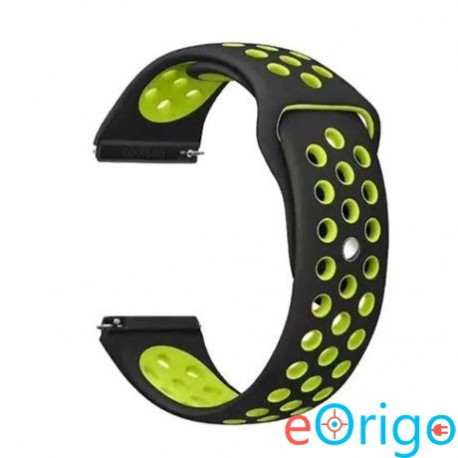 Mybandz lélegző szilikon óraszíj 20mm, fekete-zöld (20SKU4578) Mybandz lélegző szilikon óraszíj 20mm, fekete-zöld (20SKU4578)
