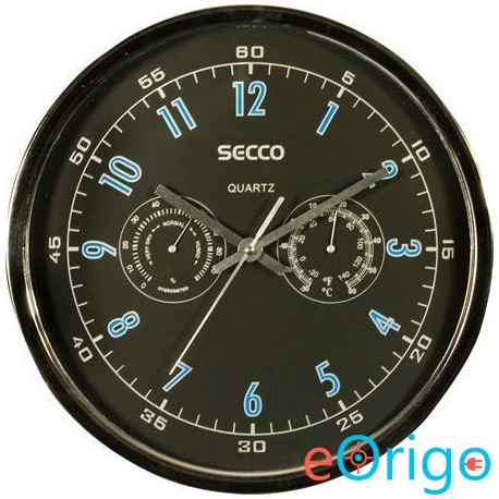 SECCO falióra 30cm páratartalom mérővel, hőmérővel króm színű (DFA010 / S TS6055-51) SECCO falióra 30cm páratartalom mérővel, hőmérővel króm színű (DFA010 / S TS6055-51)