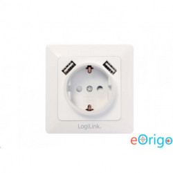LogiLink 2 USB porttal ellátott CEE 7/3 fali csatlakozó aljzat (PA0162)