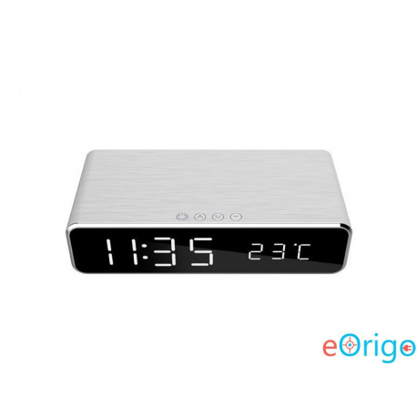 Gembird DAC-WPC-01-S digitális ébresztőóra vezeték nélküli töltés funkcióval ezüst Gembird DAC-WPC-01-S digitális ébresztőóra vezeték nélküli töltés funkcióval ezüst