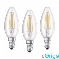 Osram BASE LED fényforrás E14 4W Gyertya hideg fehér üveg (3db) (4058075819719)